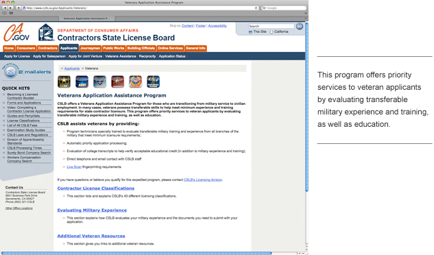 cslb veterans web page